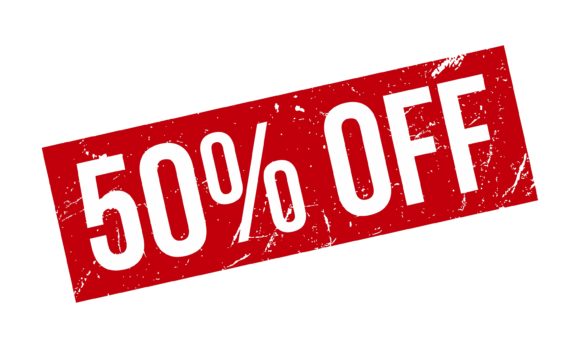 50 Off Rubber Stamp Vector for Web Elements and Graphics