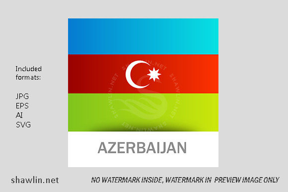 Azerbaijan Flag with Shadow - A Graphic Web Element for Content Design