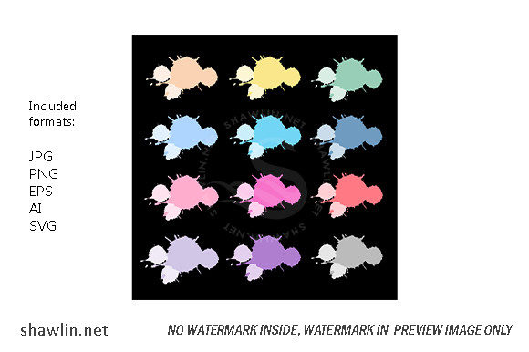 Colorful Hand Drawn Splashes for Web Elements and Graphics