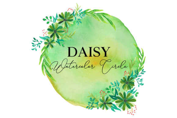 Daisy Circle Watercolor Flower Graphics for Web Elements