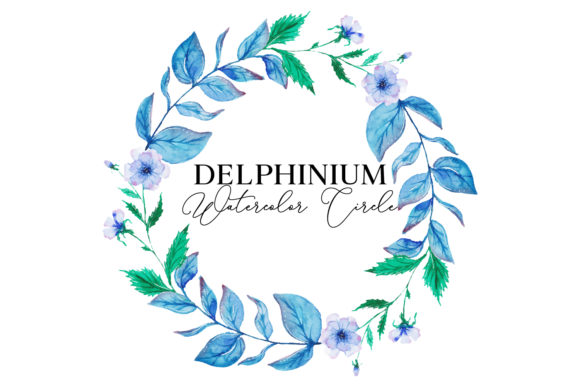Delphinium Circle Watercolor Graphics for Handmade Creations