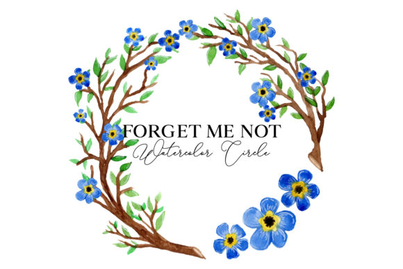 Forget Me Not Watercolor Circle Pattern for Web Elements and Graphics