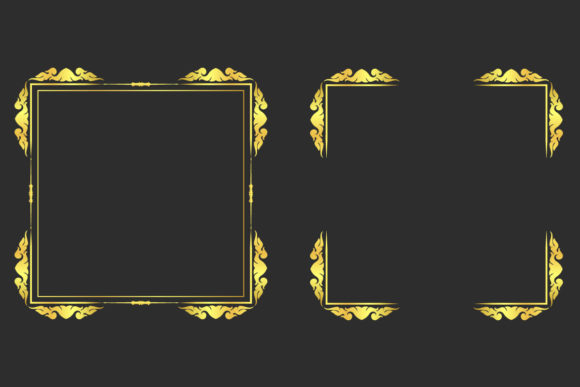 Golden Border Frame Set Design for Web Elements and Graphics