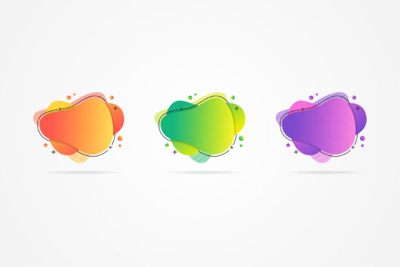 Gradient Halftone Liquid Element Banner for Web Elements and Graphics