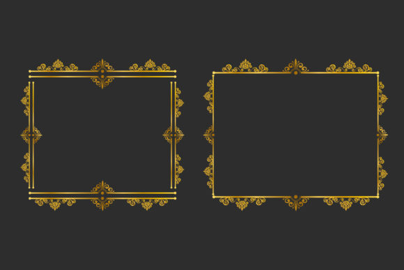 Luxury Golden Border Frame Clipart Set for Web Elements and Graphics