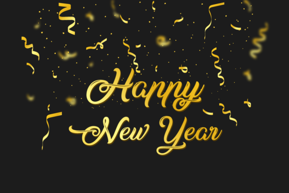 New Year 2022 Text Celebration Confetti Graphics