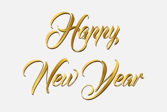 New Year Calligraphy Gold Text Vector for Web Elements and Graphics
