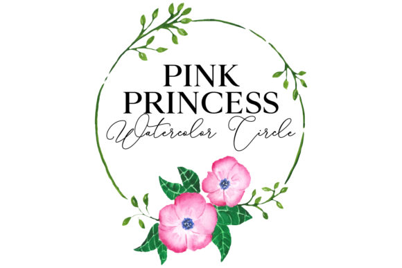 Pink Princess Watercolor Circle Graphics for Web Elements