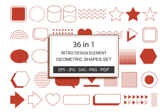 Retro Design Element Geometric Shape 2 for Web Elements and Graphics