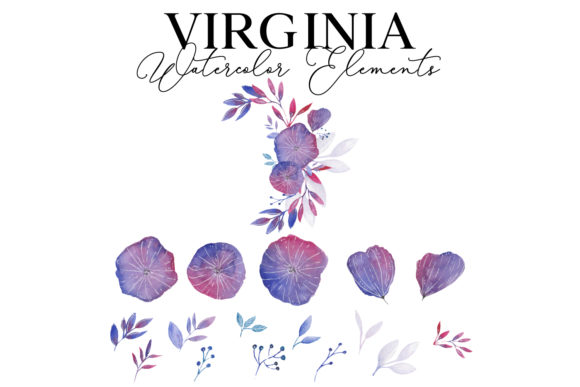 Virginia Watercolor Package for Web Elements and Graphics